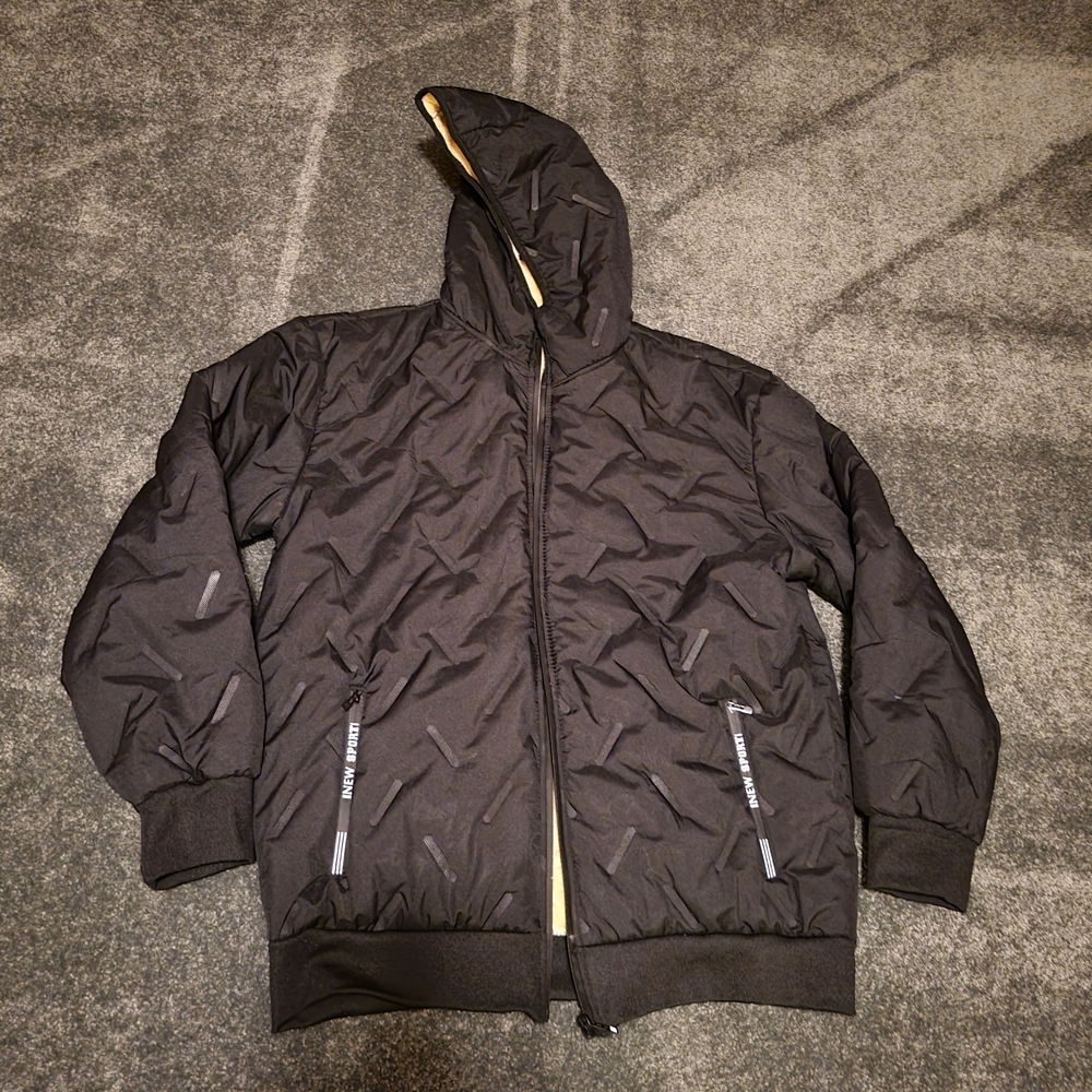 Womens Black Hooded Fleece Lined Jacket